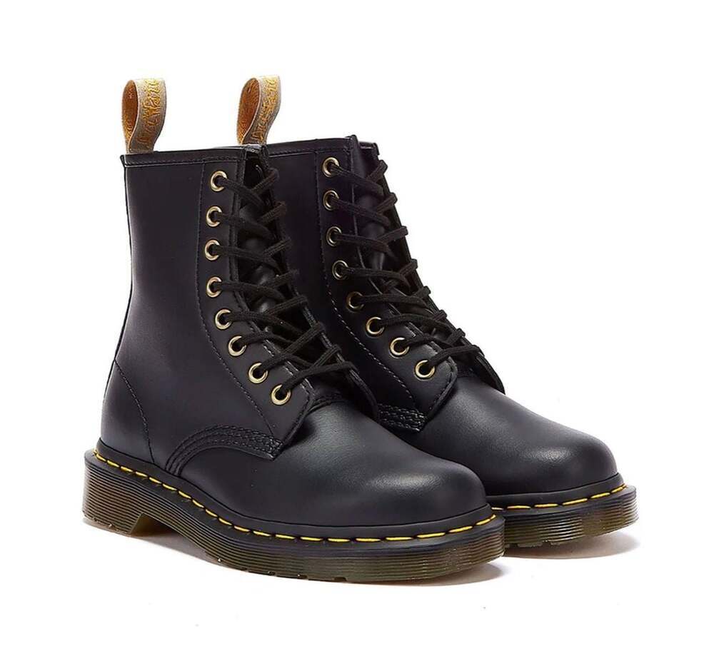 Dr. Martens Vegan 1460 8-Eye Boots in Black Felix Rub Off - Picture 2 of 11
